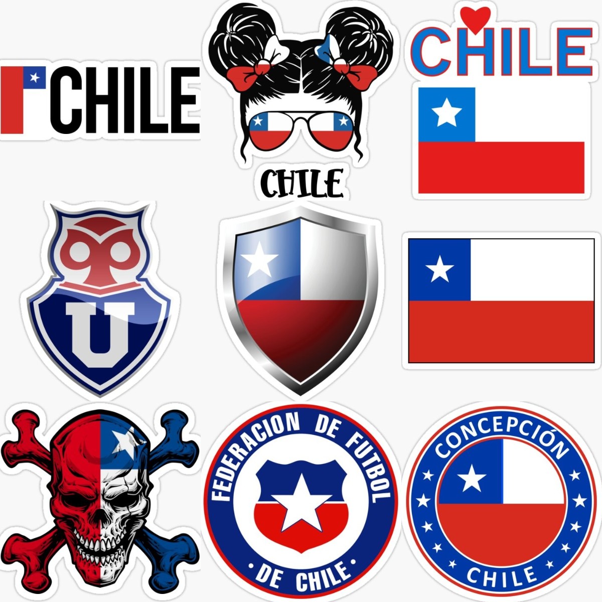 Desk Setup Ideas - Chile emblema bandeira crânio adesivo criativo