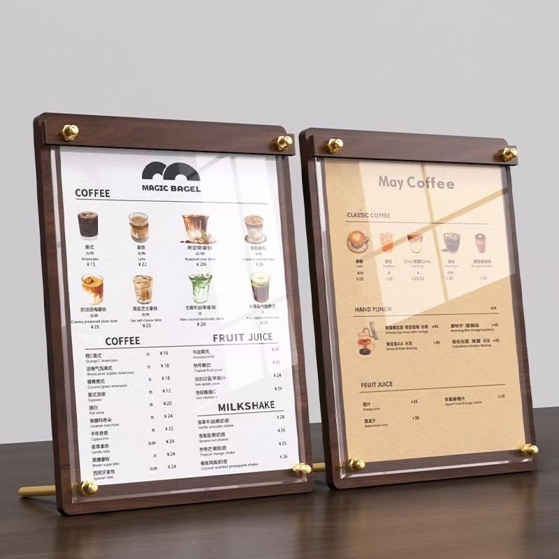 Desk Setup Wood - Expositor de Menu Personalizado A4/A5 em