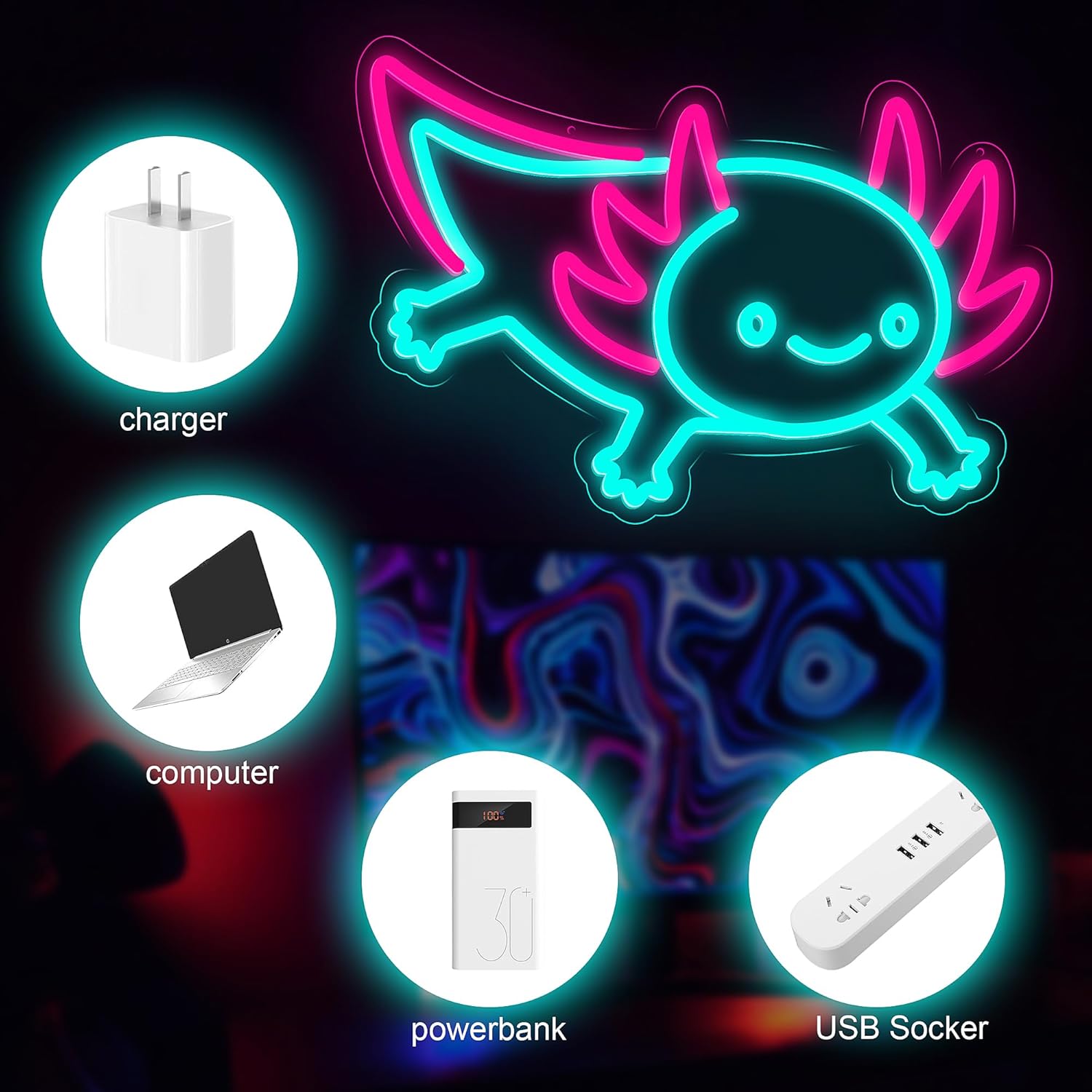 Letreiro Neon Axolotl Dragão c - Desk Setup Studio avaliação e preço